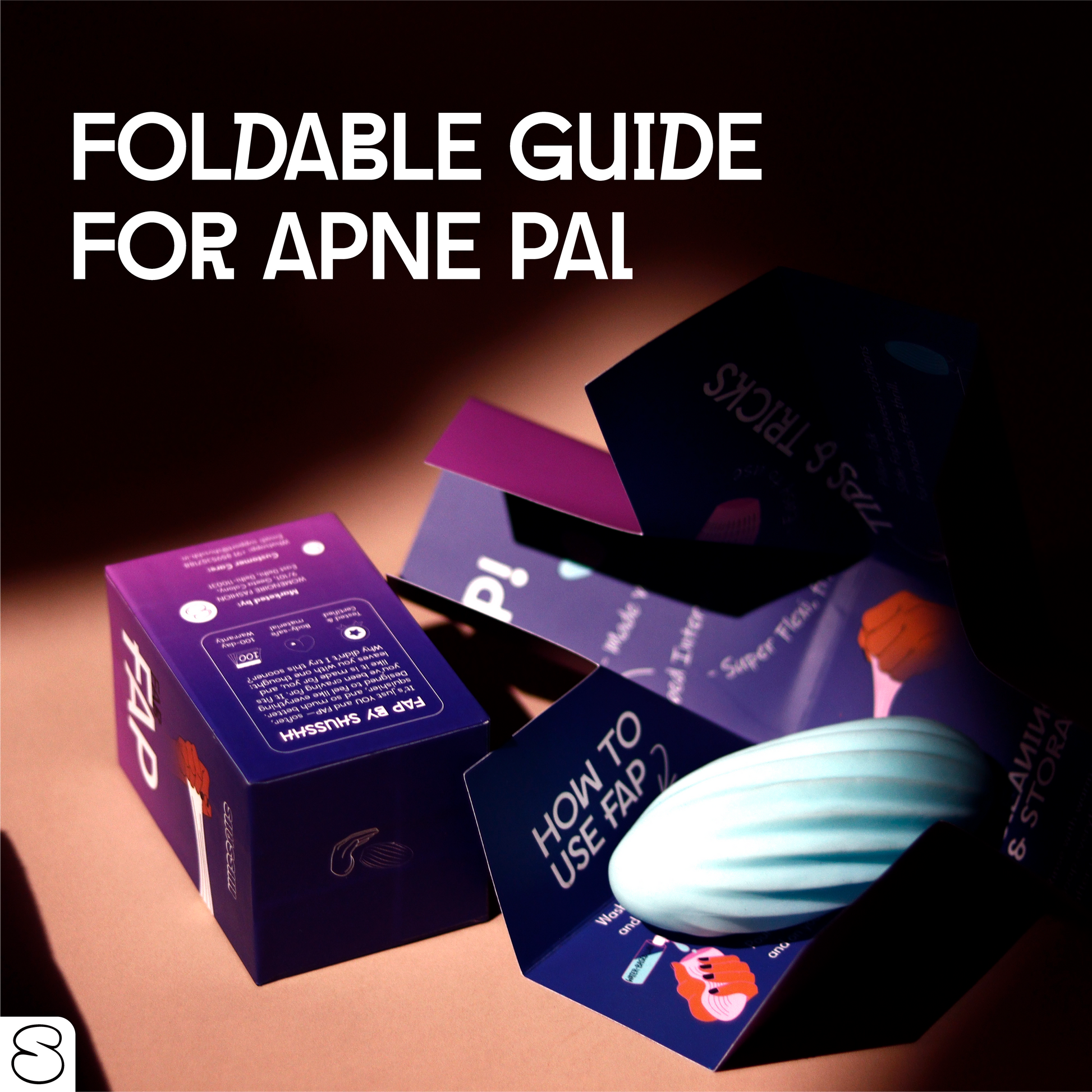 Illustration of a foldable guide showing how to use the textured stroker from Shusshh combo box