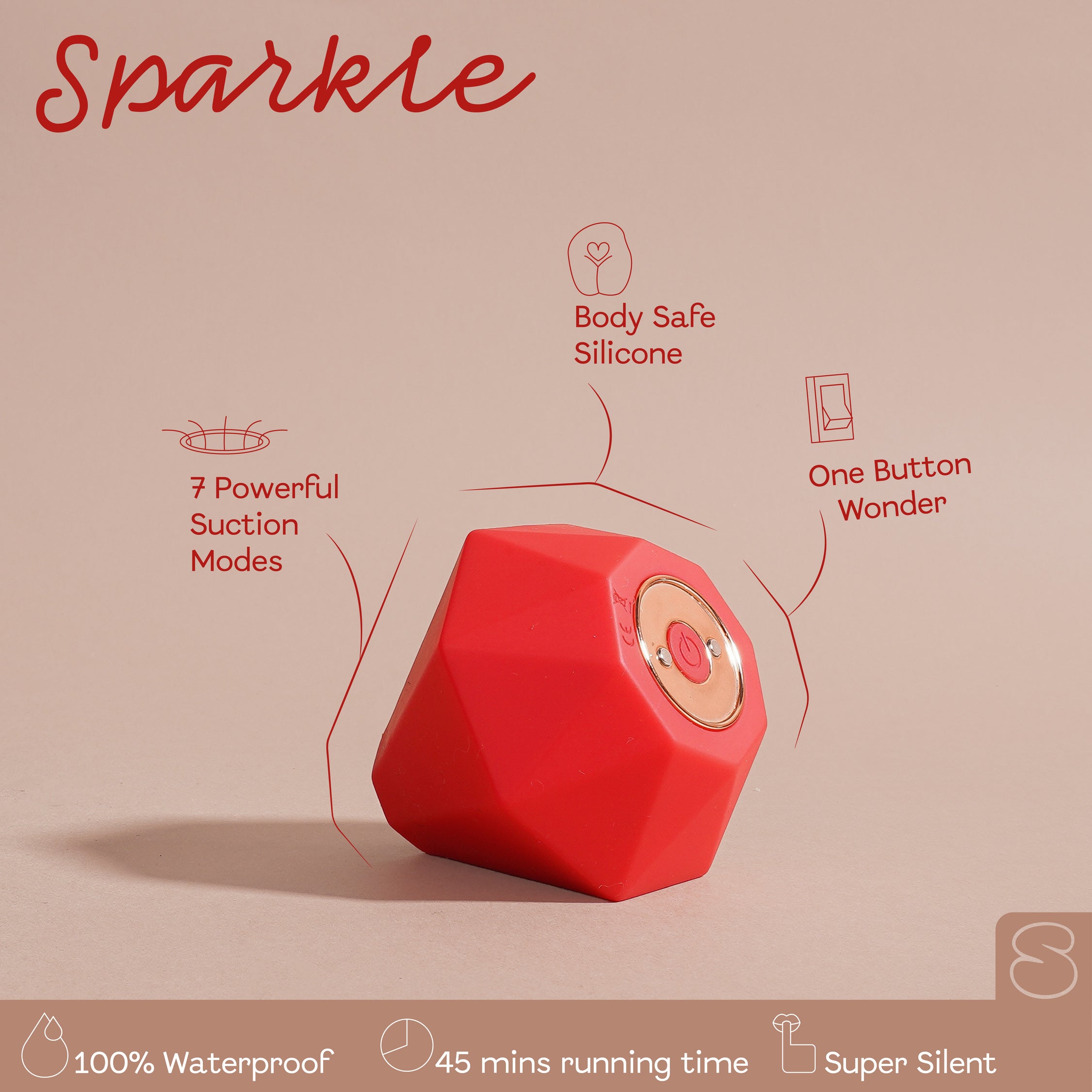 Buy Sparkle Pulsation Massager India β featuring 7 suction modes, body-safe silicone, and one-button control