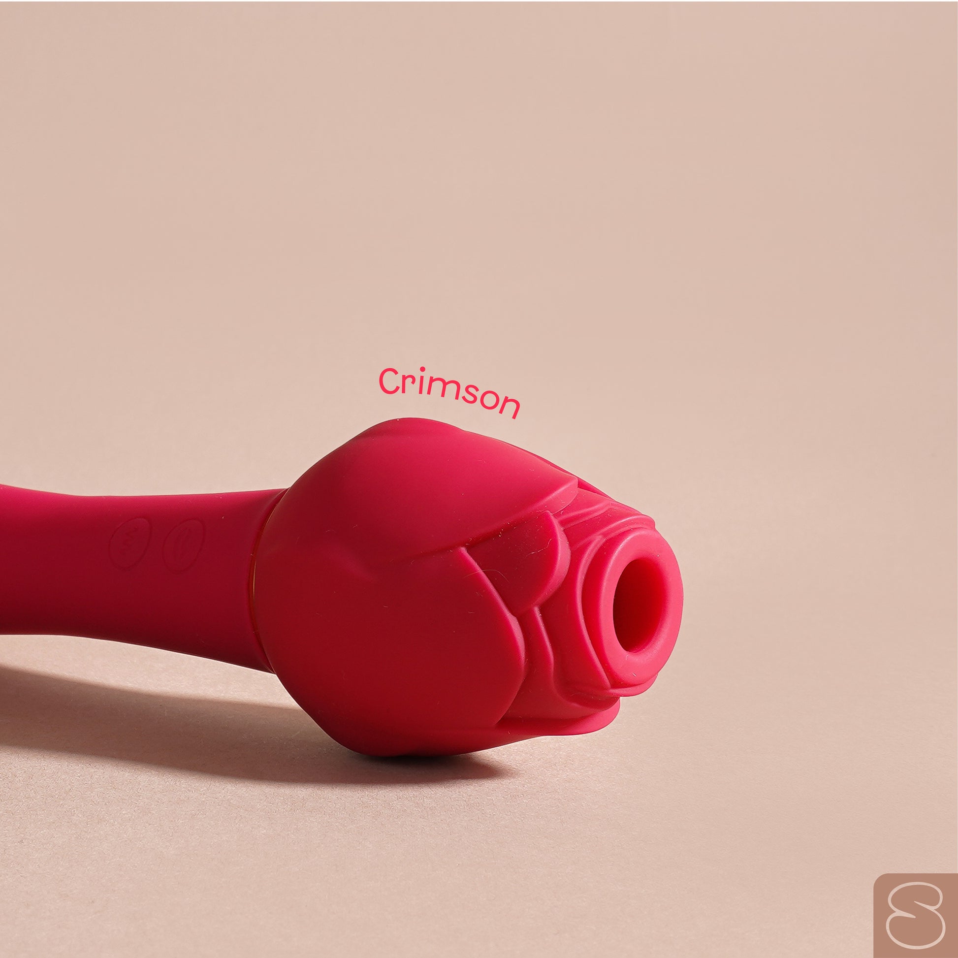 Close-up of Rossy Body Massager India in Crimson color with soft rosebud tip
