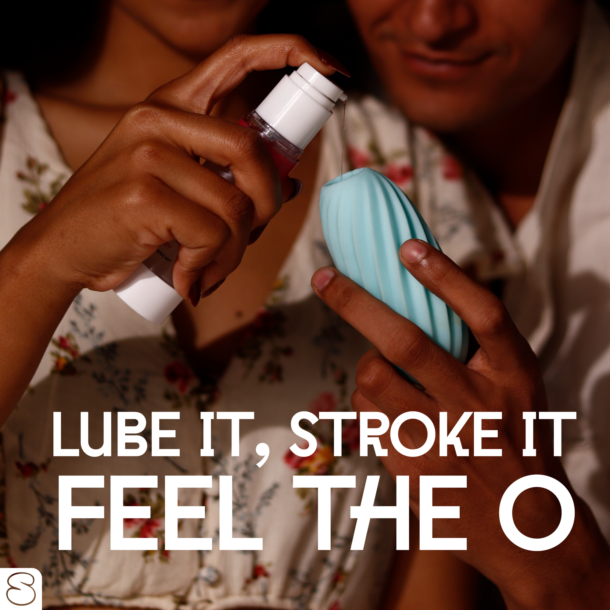 Buy Khalifa Love Combo India featuring lube and blue stroker held by a couple
