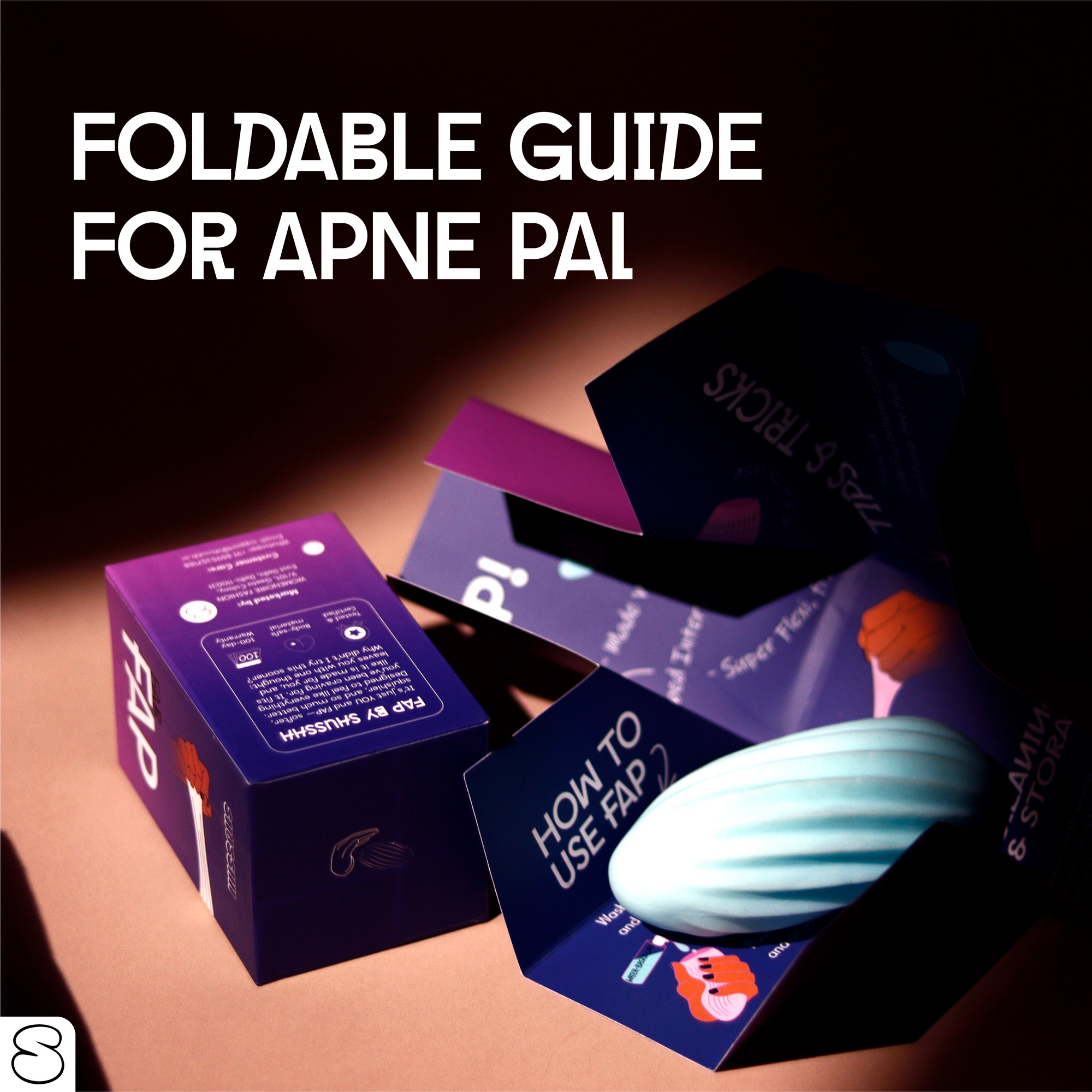 Illustration of a foldable guide showing how to use the textured stroker from Shusshh combo box

